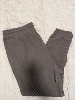 Nuuds Waffle Knit Jogger Pants Taupe Brown Lounge Pants
